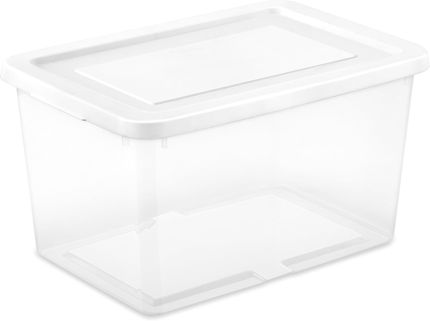 Sterilite 24 Pack Storage Boxes, Clear Plastic Stackable Containers, Lightweight Home Organizers with Snap Lids, 20 Quart, White