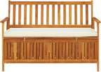 Wooden Outdoor Storage Bench, Outside Deck Box with Seating, Wood Storage Seat for Pool Front Porch Garden Lawn,-892