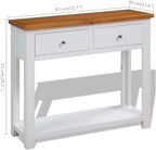 Solid Oak Wood Console Table with Drawers, 32.7"x11.8"x28.7", Rustic Small Entryway Table for Living Room, Hallway, with Shelf and Metal Knobs