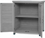 31" Weatherproof Small Storage Cabinet, Storage Cabinets with Premium Hemlock Wood, Tool Cabinet with Magnetic Door for Patio & Garage, Gray