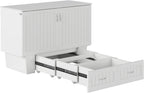 AFI, Nantucket Full Size Murphy Bed Chest with Mattress, Storage Drawer and Built-in USB Charger, White