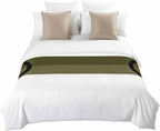 Bed Runner for King Size, Olive Green Striped Decorative Scarf Throws for Foot of Bed, Black Geometric Vintage Stripes Ombre Luxury Bedding Protector Slipcover Bedrunners for Hotel/Home, 94 x 20 Inch
