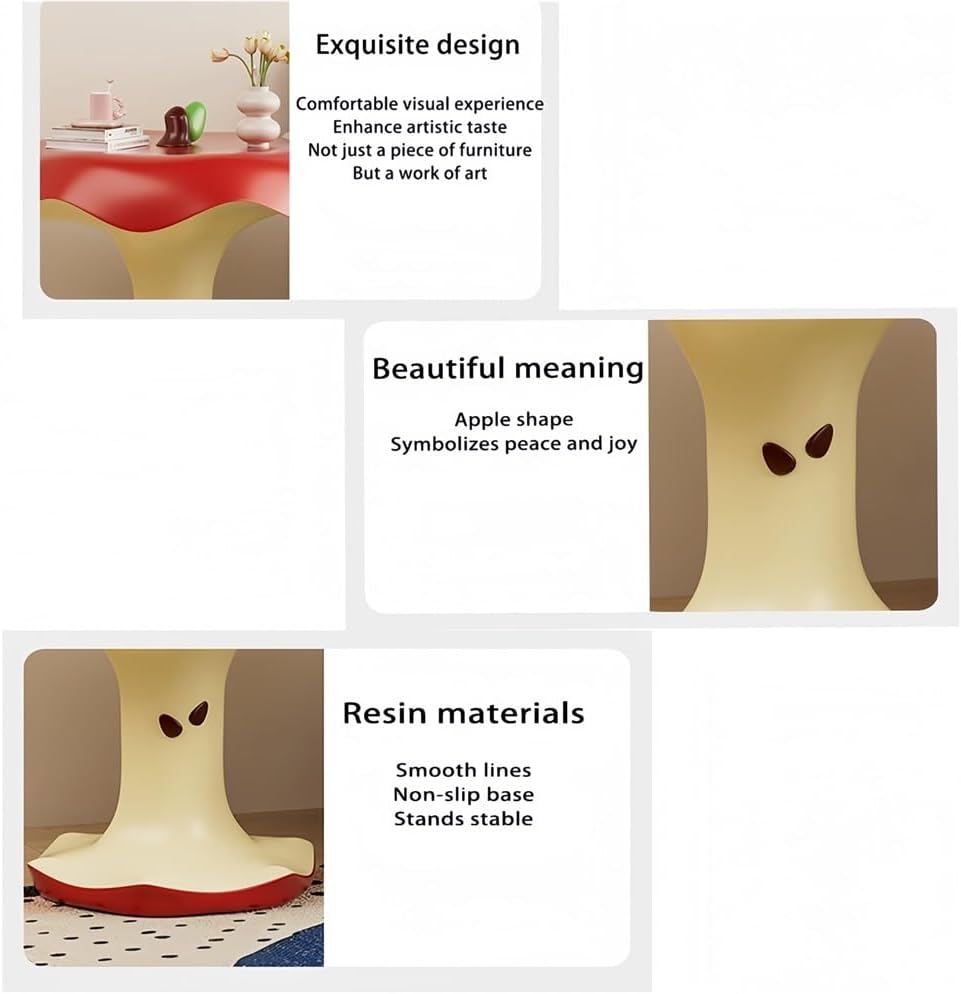 Cute Apple-Shaped Accent Table, Resin Fruit-Shape Side Tables, Creative Small End Table Living Room, Sofa, or Reading Corner