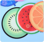 4pcs Round Foldable Hand Fans,8.26Inches Fruit Style Handheld Folding Fan Portable Cooling Fans for Summer Events, Outdoor Travel, Festival Party Decorations,Watermelon + Orange + Kiwi + Lime