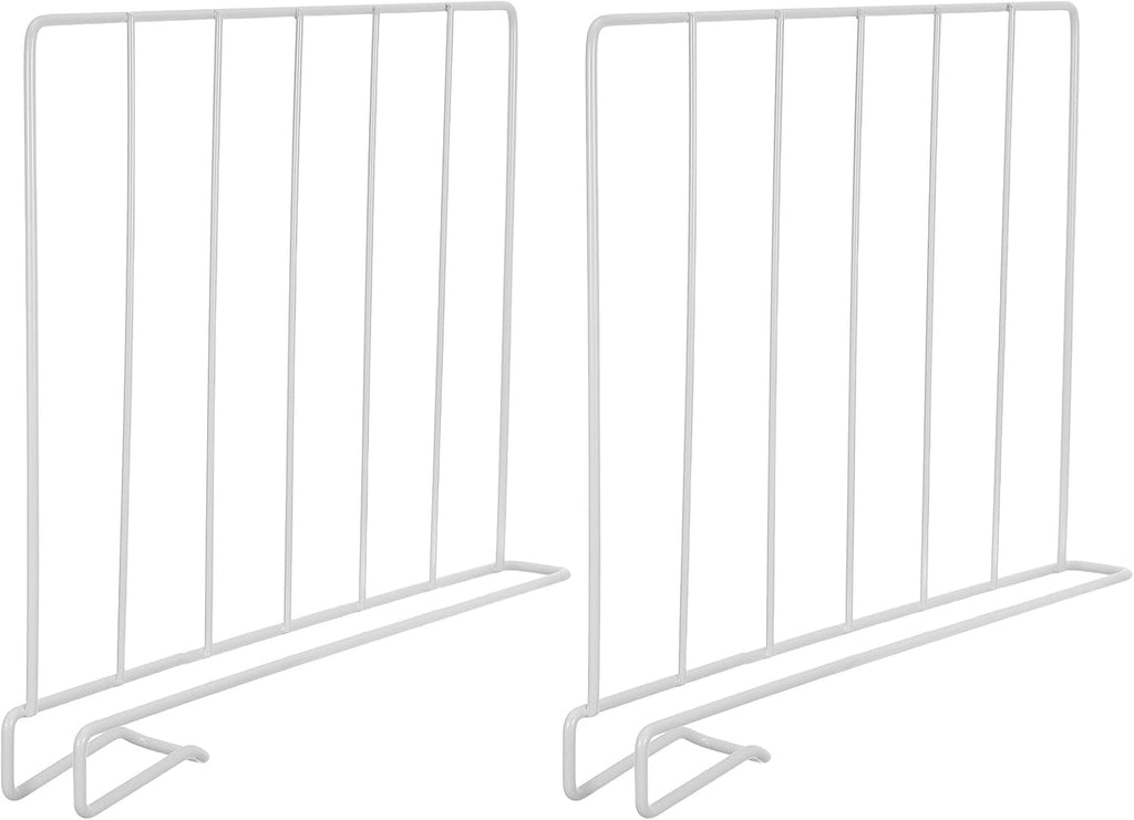 2pcs Wire Shelf Divider: White Closet Shelf Organizer - Metal Partition with Slide- - Space Saving Organizer for Clothes and Handbags