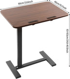 Side Table, Freestanding C Shaped End Table with Rolling Wheels, Adjustable Height Mobile Computer Laptop Table Rolling Tray Cart for Living Room & Bedroom & Office