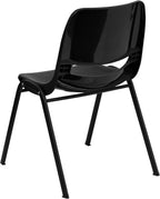 Flash Furniture Hercules Series Ergonomic Lightweight Shell School Chairs, Plastic Stacking Chairs, Set of 5, Black