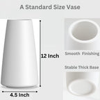 DECORPIA 12 Inch Tall Premium Quality Ceramic Vase | Flower Vase for Home Decor | Farmhouse Decor, Desk Decor, Modern Decor, Aesthetic Room Decor, White Vase for Bohemian Decor, Pampas Vase, White