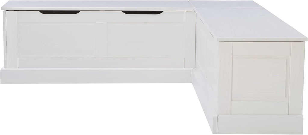 Linon Harris White Solid Pine Backless Nook with Interior Storage