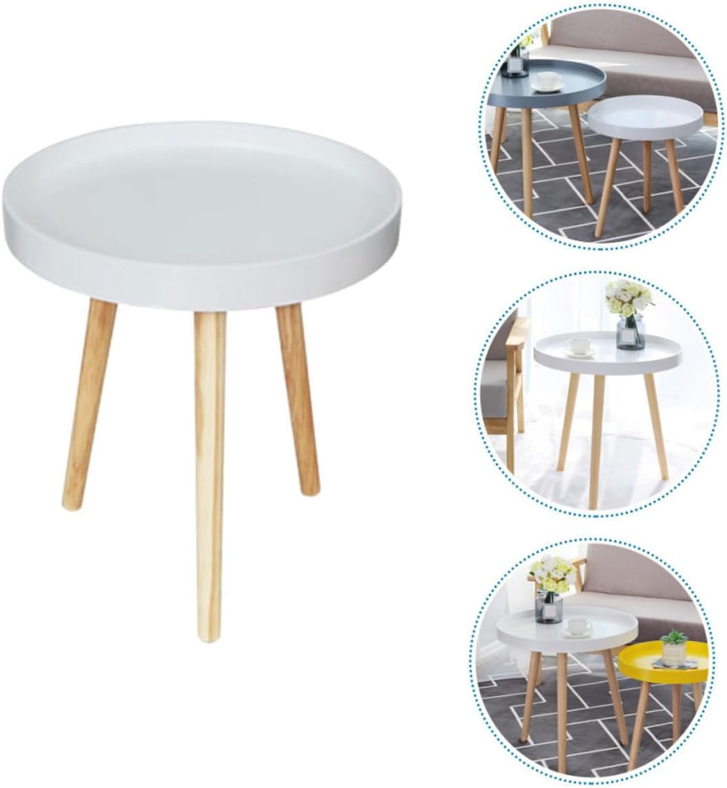 Levemolo Mini Round Sofa Side Table Nordic Style Household Corner Table White for Living Room Balcony Use