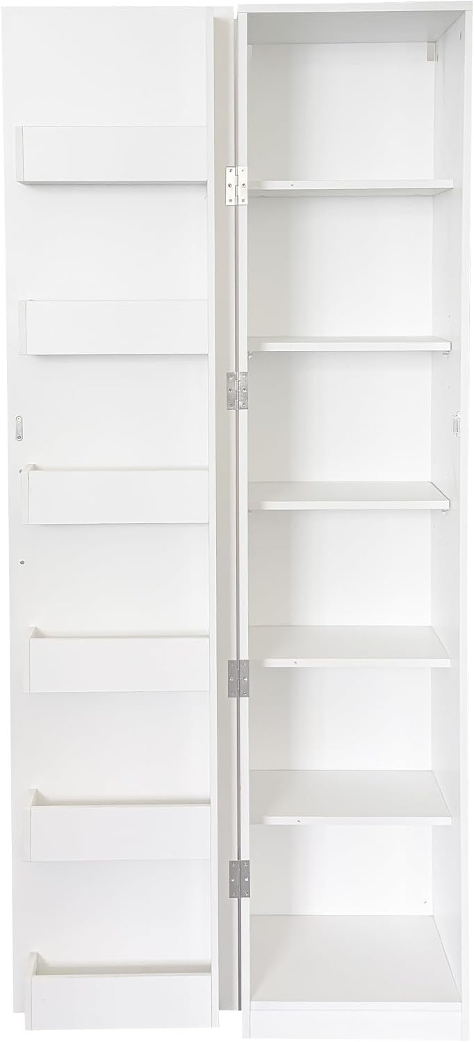 70.87" Narrow Kitchen Pantry Cabinet, Freestanding Buffet Cupboard with 6 Door Shelves & Adjustable Shelves, 6-Tier Slim Storage Organizer for Kitchen, Living Room, Dining Room, White