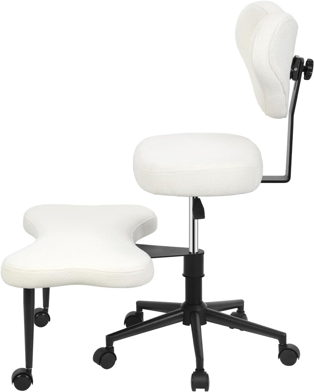Cross Legged Office Chair with Wheels,Ergonomic Yoga Chairs Meditation Chair with Back Support Wide Criss Cross Design Lumbar Support, Kneeling Chairs Adjustable Height Flexible Design (Beige)