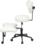 Cross Legged Office Chair with Wheels,Ergonomic Yoga Chairs Meditation Chair with Back Support Wide Criss Cross Design Lumbar Support, Kneeling Chairs Adjustable Height Flexible Design (Beige)