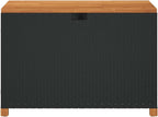 43.3"x21.7"x24.8" Outdoor Storage Box Black Brown Poly Rattan Deck Chest Seat for Cushions Blankets Garden Patio Balcony Garage