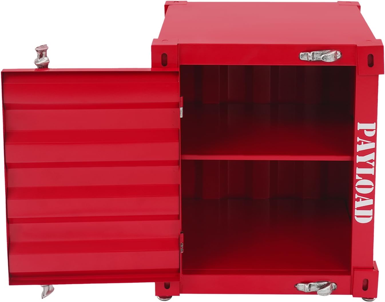 Industrial Metal Nightstand, Red Container Side Table with Locker Industrial Style End Table Metal Bedside Tables Nightstand for Living Rooms, Bedrooms and School Dormitories