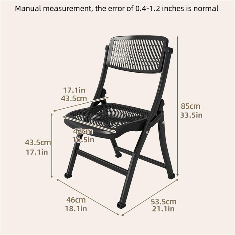 Hollow Design Folding Chair, Breathable Collapsible Chair with Non-Slip Feet, Thickened Carbon Steel Frame for Dining, Office, Kitchen(Gray)