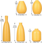 Yellow Ceramic Bud Vases Set of 5, Farmhouse & Fireplace Decor, Multipurpose Home Decoration for Living Room, Entrance, Bathroom, Kitchen & Office, Coffee Table Decor, Bulk Bud Vases