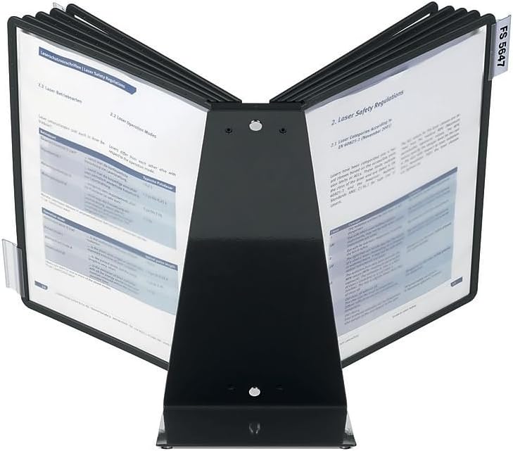 Durable Vario Document Holder, 10 Panels 15.5 x 6.5 x 10.75, Black Borders