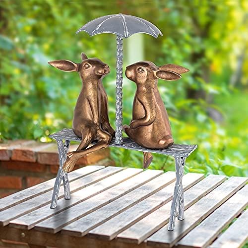 26 x 19 x 11 in. Romantic Rabbit Pair on Bench