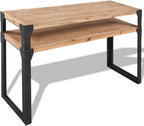 Rustic Brown Black Console Table for Living Room, Compact Side Table 15.7 Inch Width, Solid Acacia Wood Console Brown and Black with Steel Frame