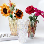 Heavy Flower Glass Vase Thickened 3.5lb 9.5inch Sparkle vase Bohemian Style, for Centerpieces,Kitchen,Office, Wedding,Perfect Home Decor Glass Vase (Purple Light)