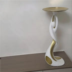 Special Metal End Table with Tray Top, Modern Creative Resin Statue, Floor-Standing Dancing People Sculpture Tray for Living Room(Black)