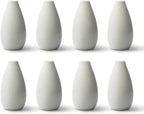 Modern Small Flower Vases 8 Pack - Ceramic, White