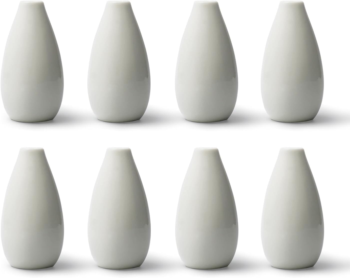 Modern Small Flower Vases 8 Pack - Ceramic, White