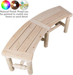 FORTUNO Outdoor Wooden Curved Backless Porch Bench Rustic Style Cedar/Fir Wood Log Fire Pit Bench for Patio Garden Deck and Backyard, 40"-54" W×13" D×16.5" H, Natural