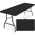 Simpli-Magic 8ft Portable Plastic Folding Table – Indoor & Outdoor Heavy-Duty Foldable Utility Table w/Handle for Party & Camping (Black)