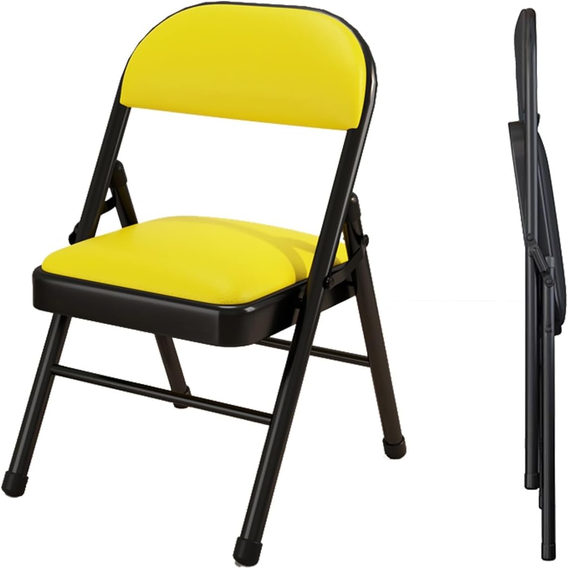 Event Chairs - Commercial Event Seat Open Back - Metal Folding Chairs for Lobby,with Double Hinged Office Desk Guest Chair(Yellows)