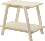 Roundhill Furniture Metz Mid-Century Modern Wood Shelf End Table, Off-White Finish