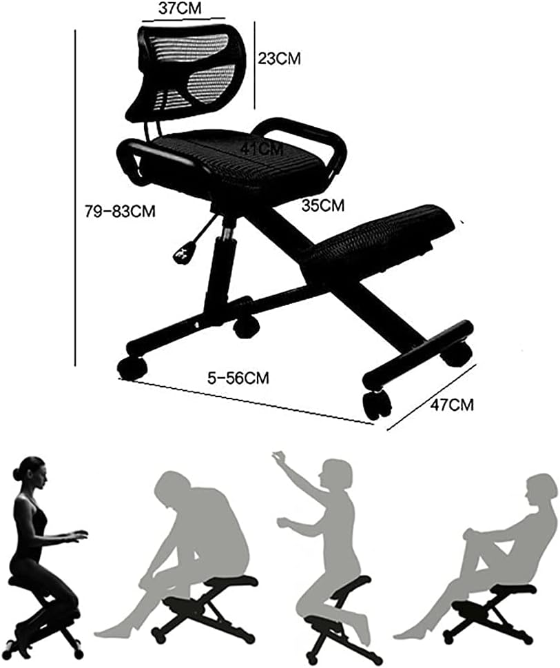 Ergonomic Kneeling Chair & Stool with Back Support | Height Adjustable 5 Roller Casters | Angled Seat Improves Posture | Extra Thick Cushions | for Home & Office