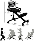 Ergonomic Kneeling Chair & Stool with Back Support | Height Adjustable 5 Roller Casters | Angled Seat Improves Posture | Extra Thick Cushions | for Home & Office