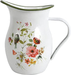 Enamel Vintage Pitcher Vase for Flowers,7.9" L x 5.3" W x 7.5" H Rustic Pitcher Vase,Farmhouse Decor for Kitchen Table Centerpiece,Living Room,Bedroom (Green)