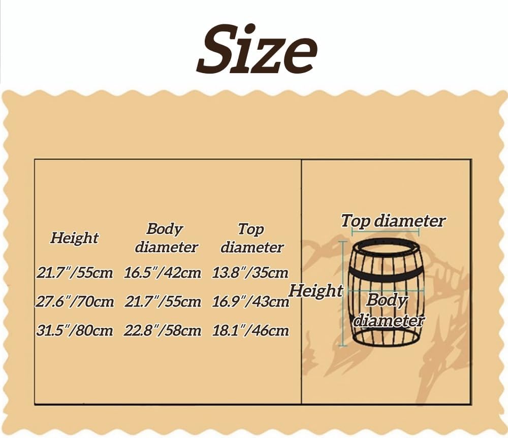 2-Tier Whiskey Barrel Table with Buckle, Solid Wood Barrel Side Table, Wine Barrel Decor for Bar, Home(Brown,21.7in)