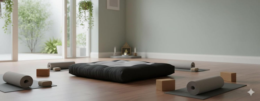 D&D Futon Furniture Black Gray Zabuton, Yoga, Meditation Seat Cushions, Kneeling, Sitting, Supporting, Cotton Pad, 3 x 28 x 36