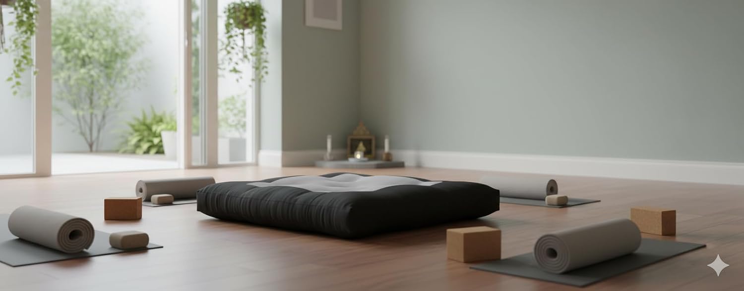 D&D Futon Furniture Black Gray Zabuton, Yoga, Meditation Seat Cushions, Kneeling, Sitting, Supporting, Cotton Pad, 3 x 28 x 36