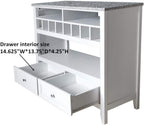 Kings Brand Furniture White With Marble Finish Buffet Display Console Table With Wine Storage