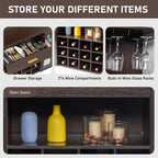 Farmhouse Wines Bar Cabinet Kitchen Coffee Bar Cabinet, Wine Bottle Rack Cabinet 12-Bottle Wine Rack Sideboard - Wines Storage for Bar, Pantry, Storage Shelves,Buffet Sideboard for Dining Room