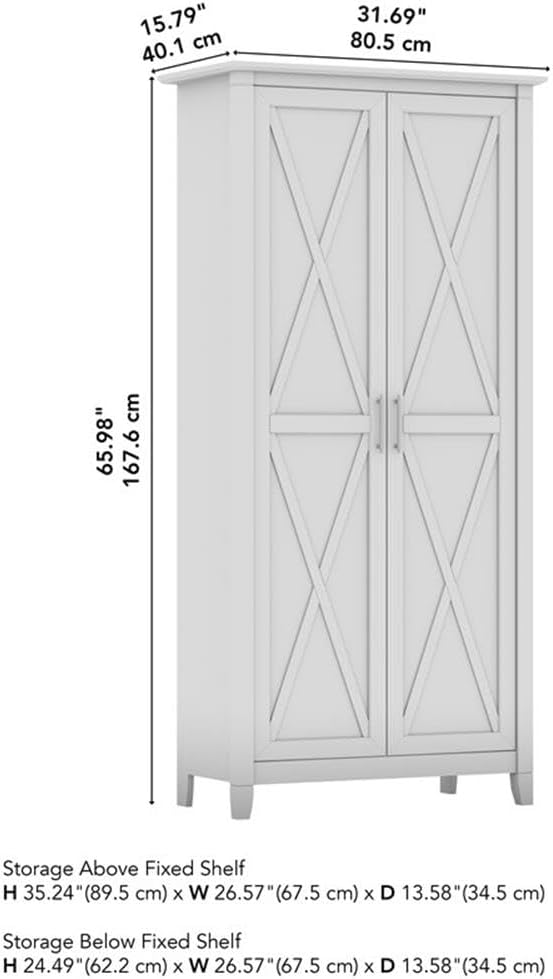 Pemberly Row Tall Kitchen Pantry Cabinet, Reclaimed Pine Finish, Freestanding Storage with Doors and Shelves, Farmhouse Style, Adjustable Shelves, Wall Attachment, Versatile Kitchen or Dining Room Use