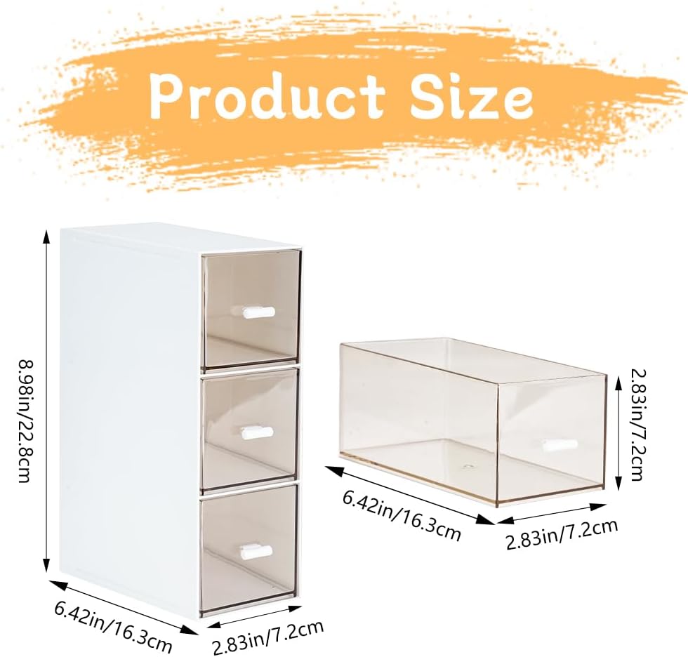 2 Pcs Plastic Tea Bag Organizer with 3 Drawers, Clear Lid Tea Bag Storage | White Tea Box with Label, Stackable Storage Drawers, Use for Sugar Sachets, Tea Bags, Coffee Storage