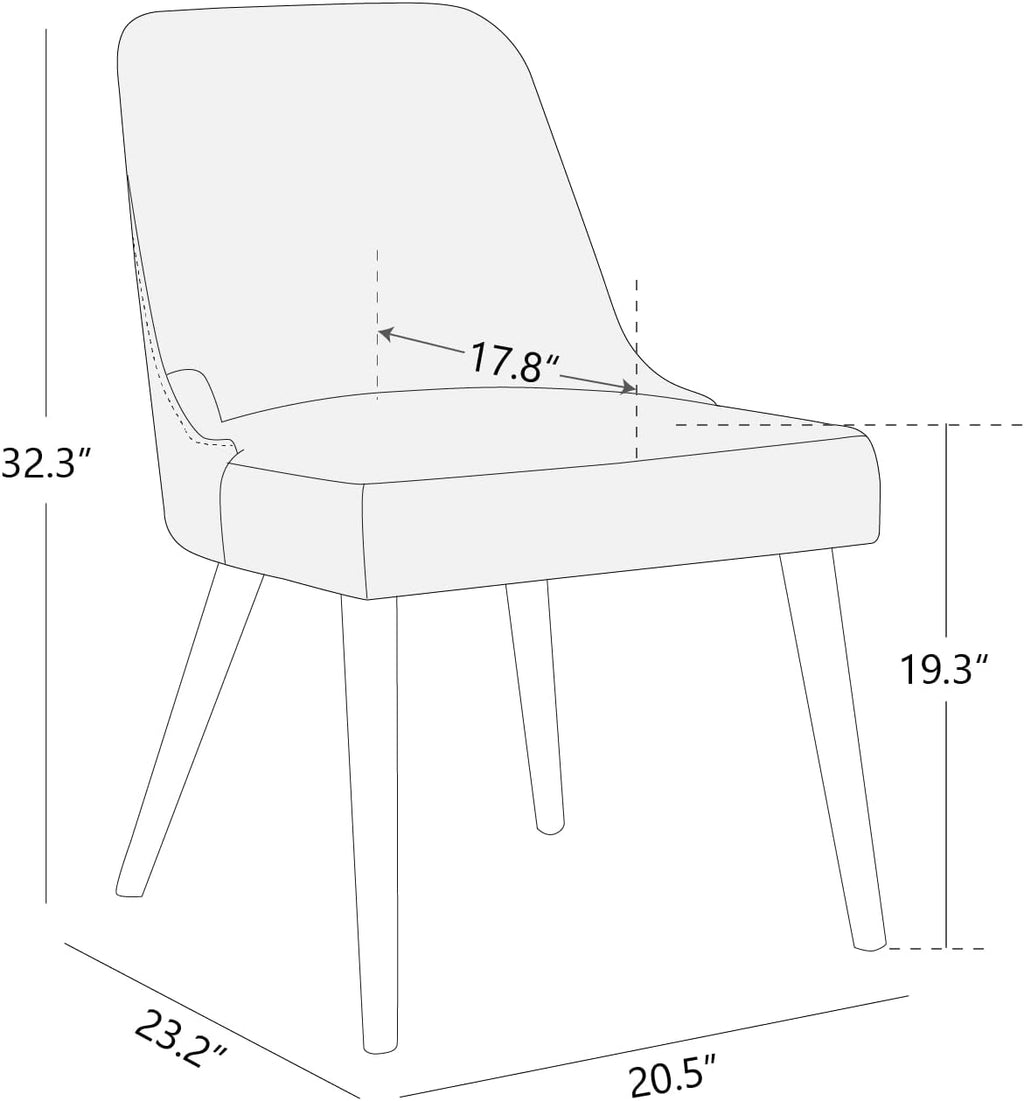 CHITA Mid-Century Modern Dining Chair, Upholstered Fabric Accent Chair for Dining Room, Set of 6, Beige
