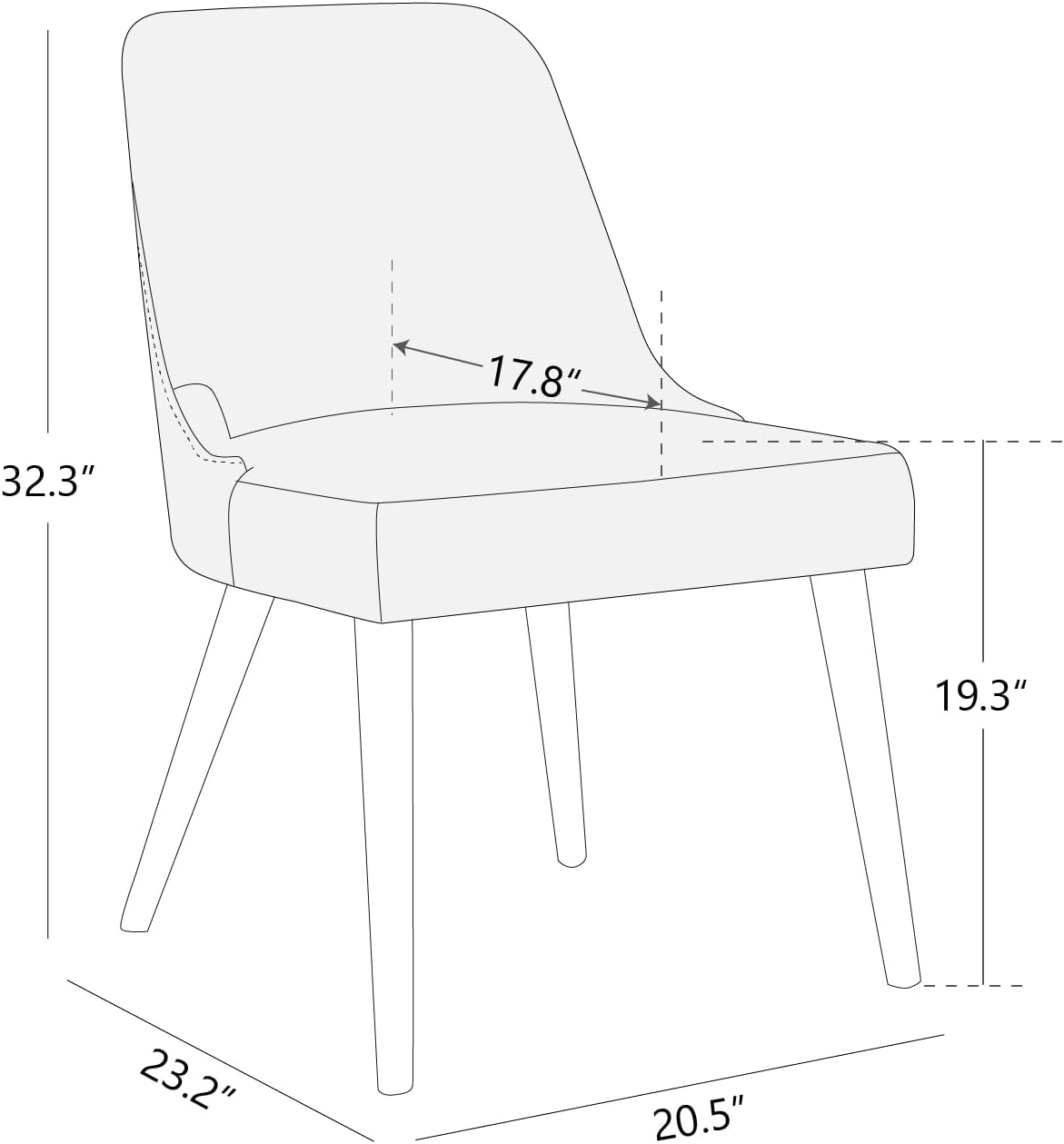 CHITA Mid-Century Modern Dining Chair, Upholstered Fabric Accent Chair for Dining Room, Set of 6, Beige