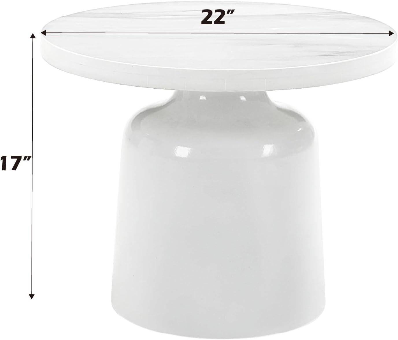 Engineering Marble White High Gloss End Table