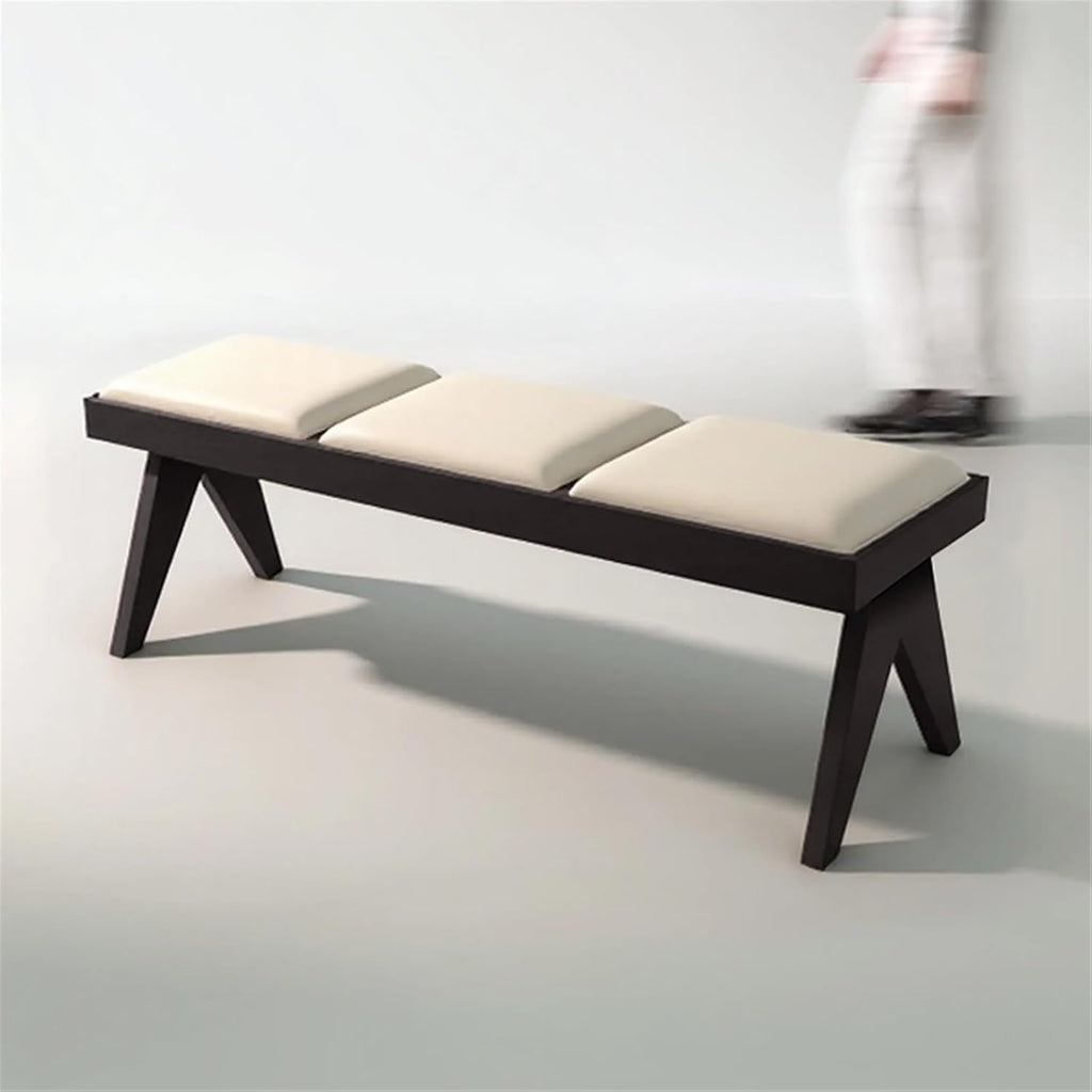 Modern Retro Wooden Upholstered Dining Table Cloakroom Shoe-Changing Stool Bedroom Bed-end Entryway(Small)