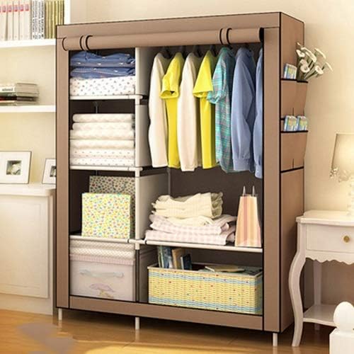 When the Quarter Wardrobe Non-Woven Fold Portable Storage Cabinet Multifunction Dustproof Moistureproof Closet