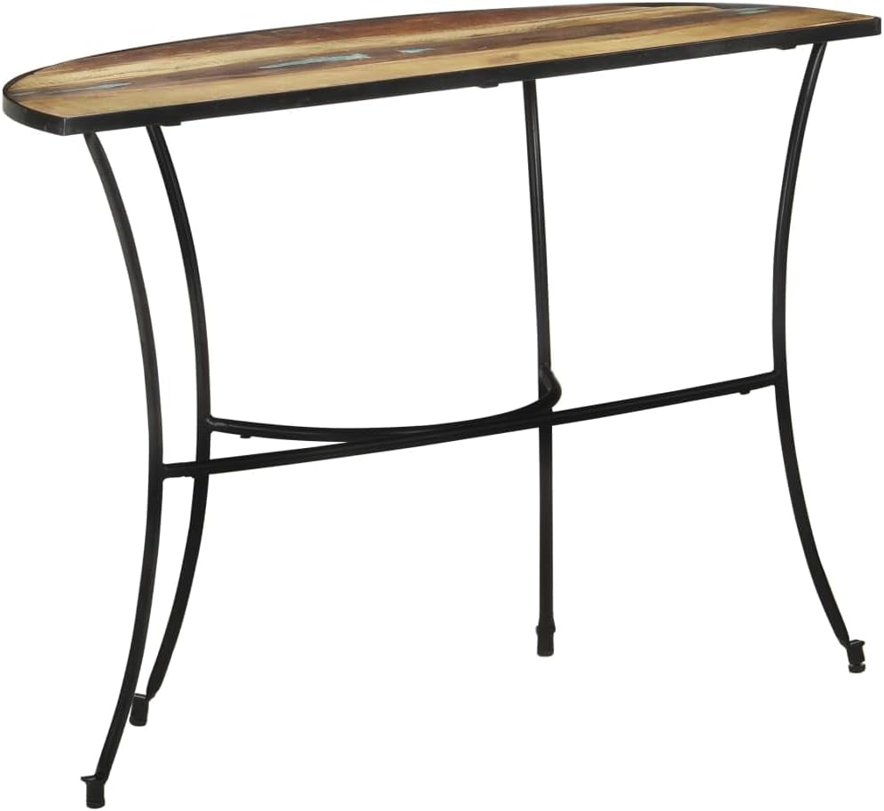 Rustic Reclaimed Wood Console Table with Mixed Color Finish for Entryway and Living Room, Durable Solid Wood Construction for Home Decor and Functional Surface