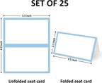 Dusty Blue Border Place Cards for Table Setting, Blank Name Card for Banquet, Set of 25 Seating Cards for Wedding Reception Baby Shower Birthday Party and Events-04
