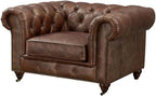 Crafters and Weavers Craftsman Mission Leather Arm Chair in Brown